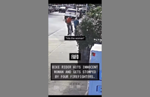 RANDOM LADY GETS SUCKER-PUNCHED OUT OF NOWHERE 🚒 FOUR FIREFIGHTERS BTFO THIS FREAK [FAFO]