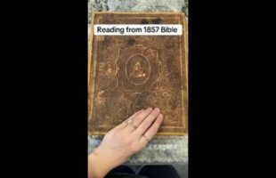 THE ORIGINAL TEXT IN AN 1857 BIBLE OF REVELATION 13ː16 IN REGARDS TO THE MARK OF THE BEAST